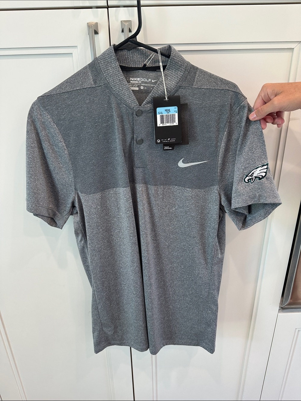 Nike Gray Heather Short-Sleeve Polo with Philadelphia Eagles Patch